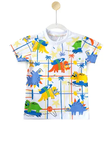 CAMISETA - DINOS NA PRAIA - BRANCO