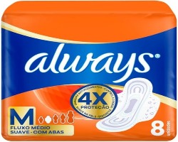 ABSORVENTE COM ABAS SUAVE ALWAYS M PACOTE 8 UNIDAD